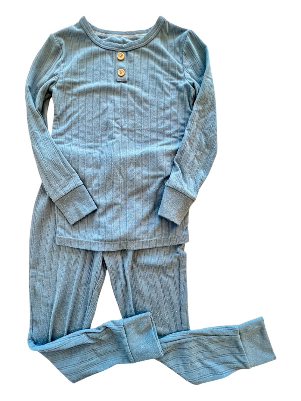 cloud island Light Blue Ribbed Long-Sleeve Pajama Set 4T